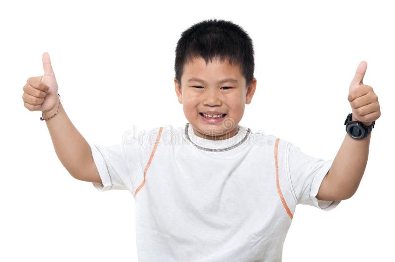 Pollici asiatici del ragazzo su immagini stock libere da diritti Pollici asiatici del ragazzo su immagini stock libere da diritti