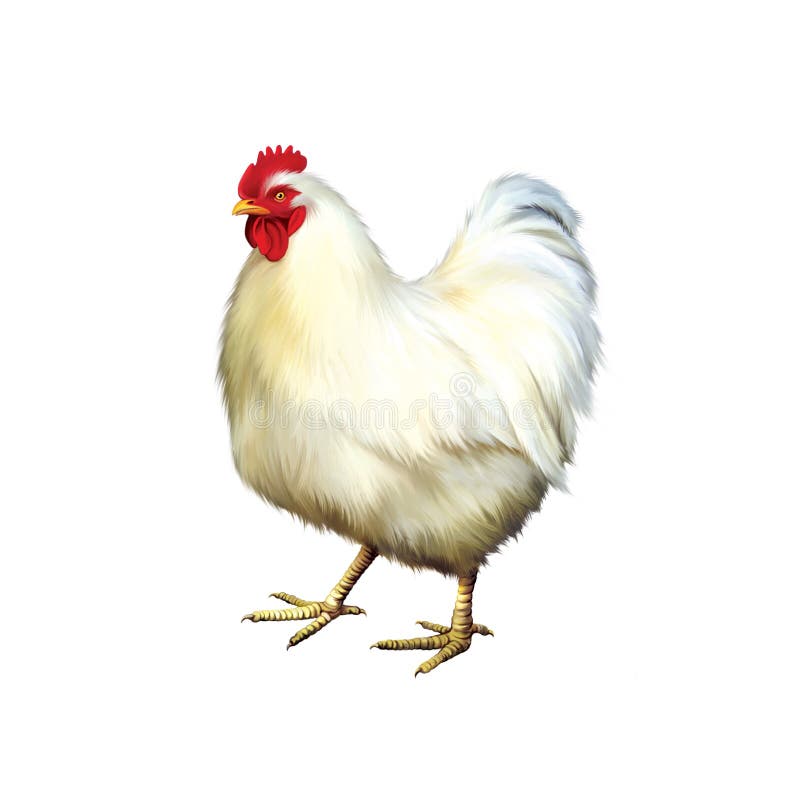 Pollo blanco, gallina aislada