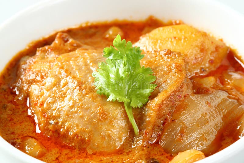 Pollo di stile e curry musulmani della patata fotografia stock libera da diritti Pollo di stile e curry musulmani della patata fotografia stock libera da diritti