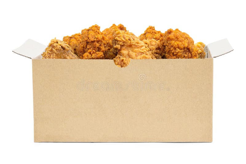 Pollo Frito En La Caja De En El Fondo Blanco Cubo De Alimentos De Preparación Rápida Curruscantes Trayectoria De R de archivo - Imagen de cena, carton: 146070005