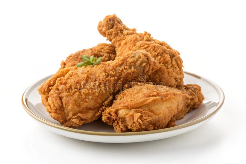 Pollo frito y crujiente generado por IA en una placa aislada de blanco stock de ilustración