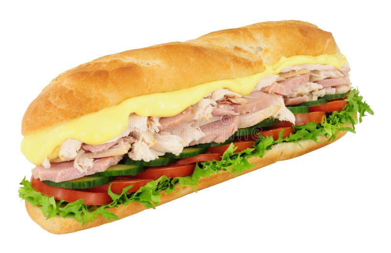 Pollo Y Ham Baguette Sandwich Foto de archivo Imagen de grande