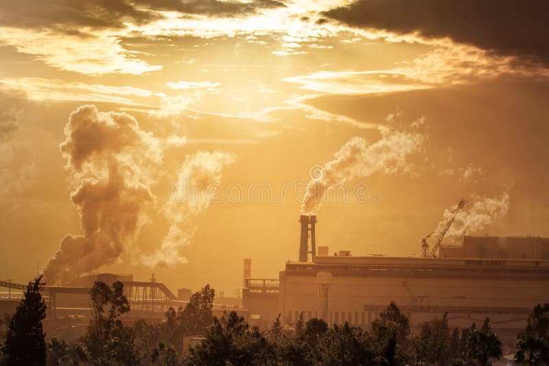 Pollution of the environment by heavy industry. Industrial landscape at sunset sky. royalty free stock image Pollution of the environment by heavy industry. Industrial landscape at sunset sky. royalty free stock image