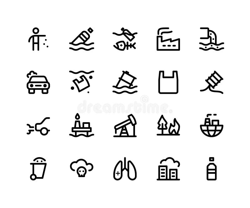 Pollution Line Icons royalty free illustration Pollution Line Icons royalty free illustration