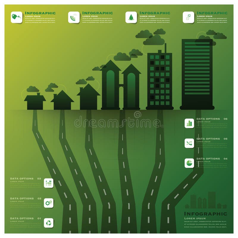 Pollution Tree And Root Infographic Design Template