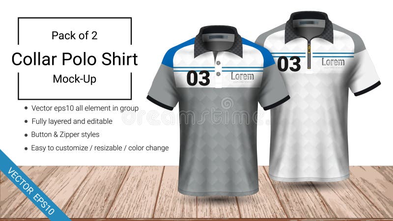 Polo Collar T-shirt Template, Vector ...