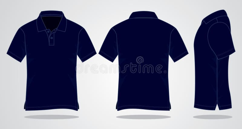 Blank Navy Blue Short Sleeves Polo Shirt Template Vector Stock ...
