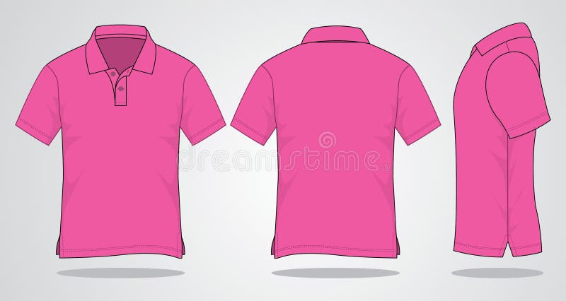 Blank Pink Short Sleeves Polo Shirt Template Vector Stock Illustration ...