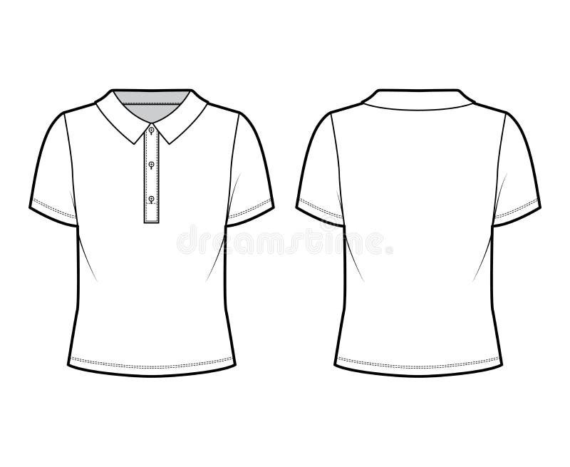 Polo Shirt Technical Fashion Illustration with Cotton-jersey Short ...