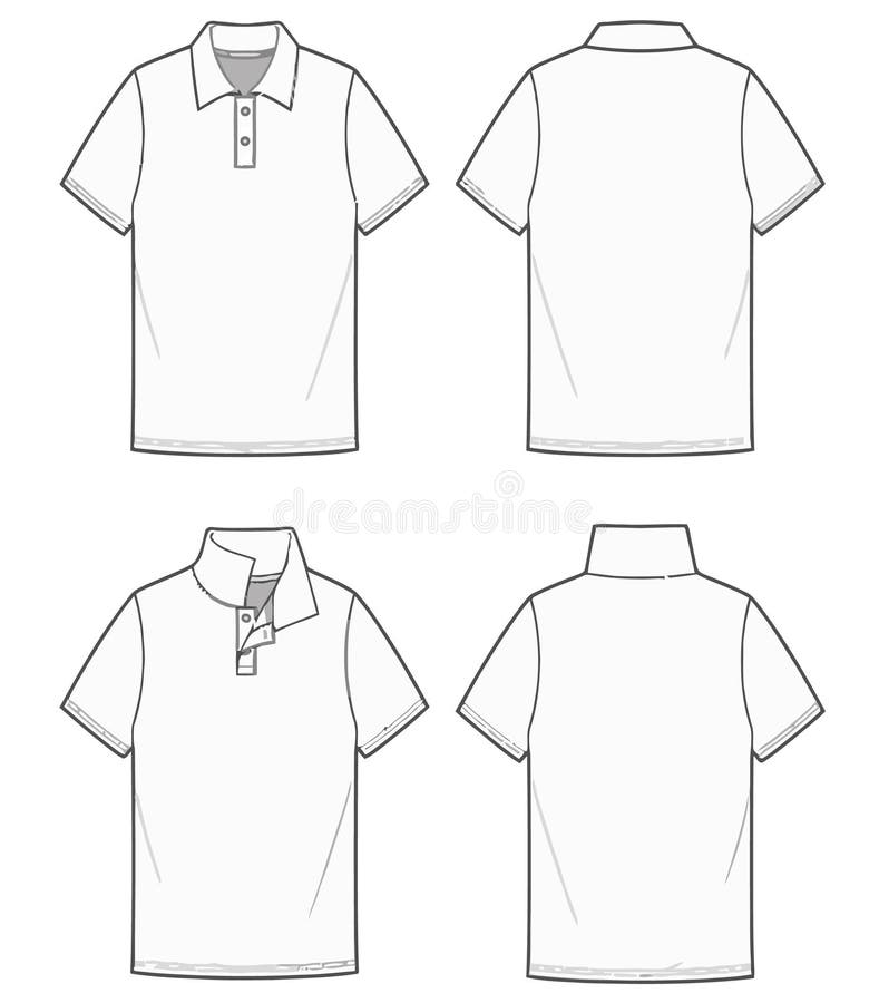 Polo shirt flat sketch vector illustration template front and back view.  Apparel design muck up isolated on white background Stock Vector Image &  Art - Alamy