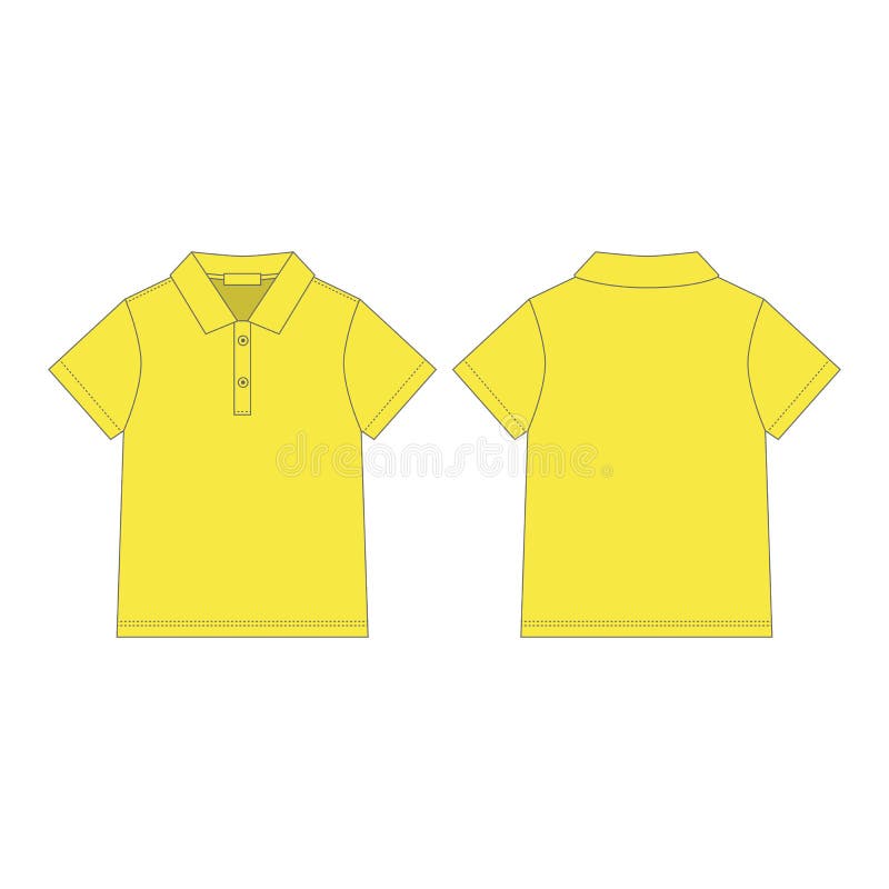 White Polo T-shirt Design Template. Front and Back Technical Sketch ...