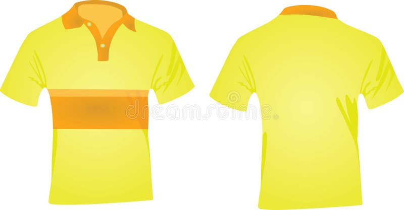 Yellow Polo T-shirt Mock Up/template, Front and Back View, Isolated on ...