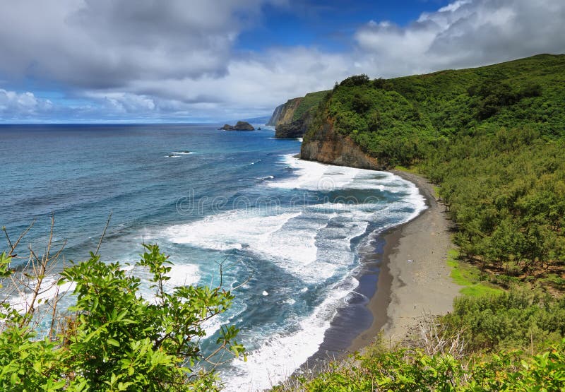 Pololu Valley view in Big island stock image