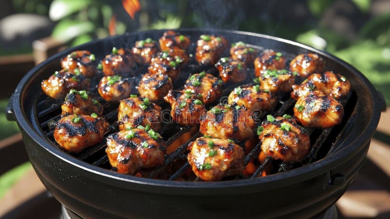 Polpette di carne grigliate su un grill di carbone royalty illustrazione gratis