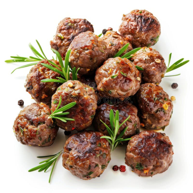 Polpette di polpa torrefatta d'oro, torrefatta, disposte su uno sfondo leggero che offrono un aroma in ogni morso illustrazione di stock