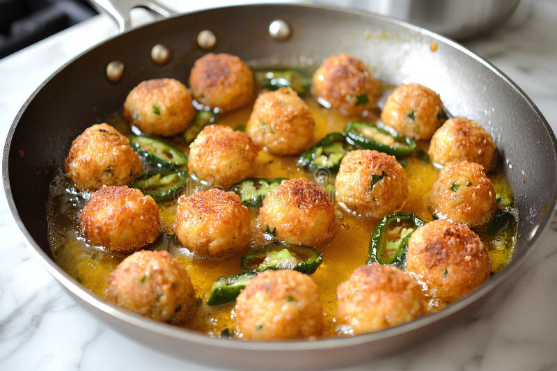 Polpette di polpetta, con zucchine in padella. illustrazione di stock