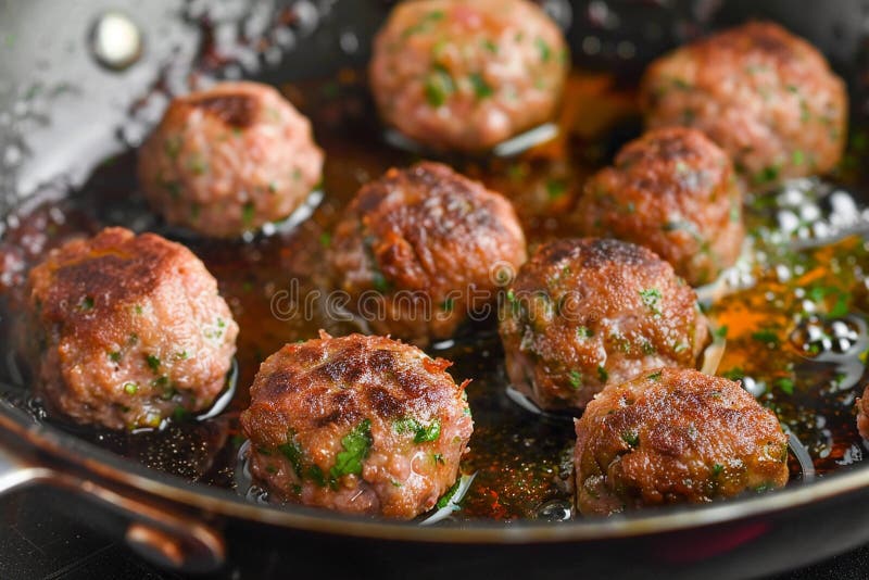 Polpette macinate in padella illustrazione di stock