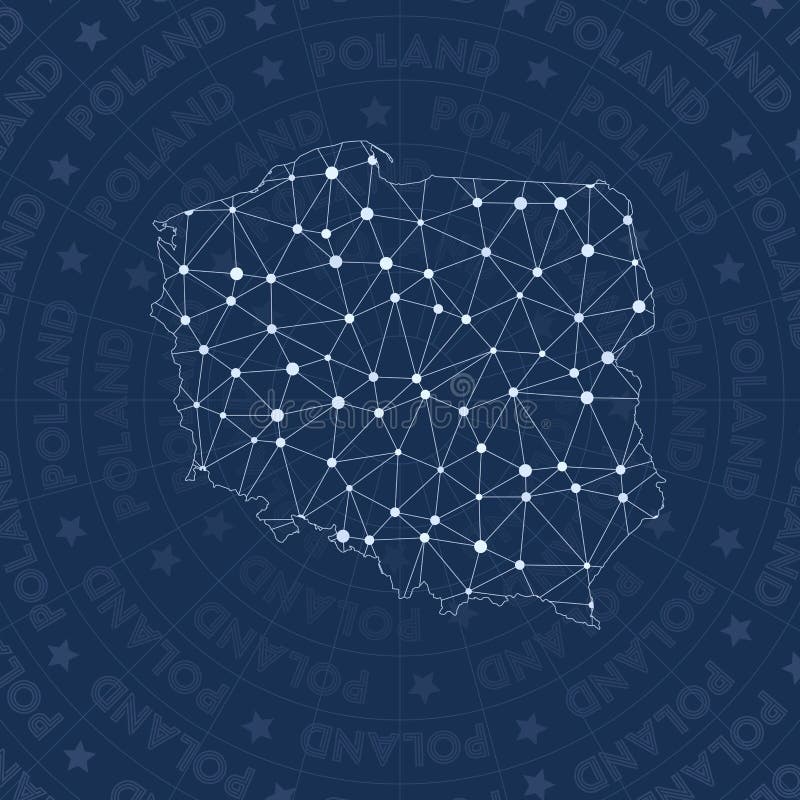 Poland network, constellation style country map. Adorable space style, modern design. Poland network map for infographics or presentation. Poland network, constellation style country map. Adorable space style, modern design. Poland network map for infographics or presentation.