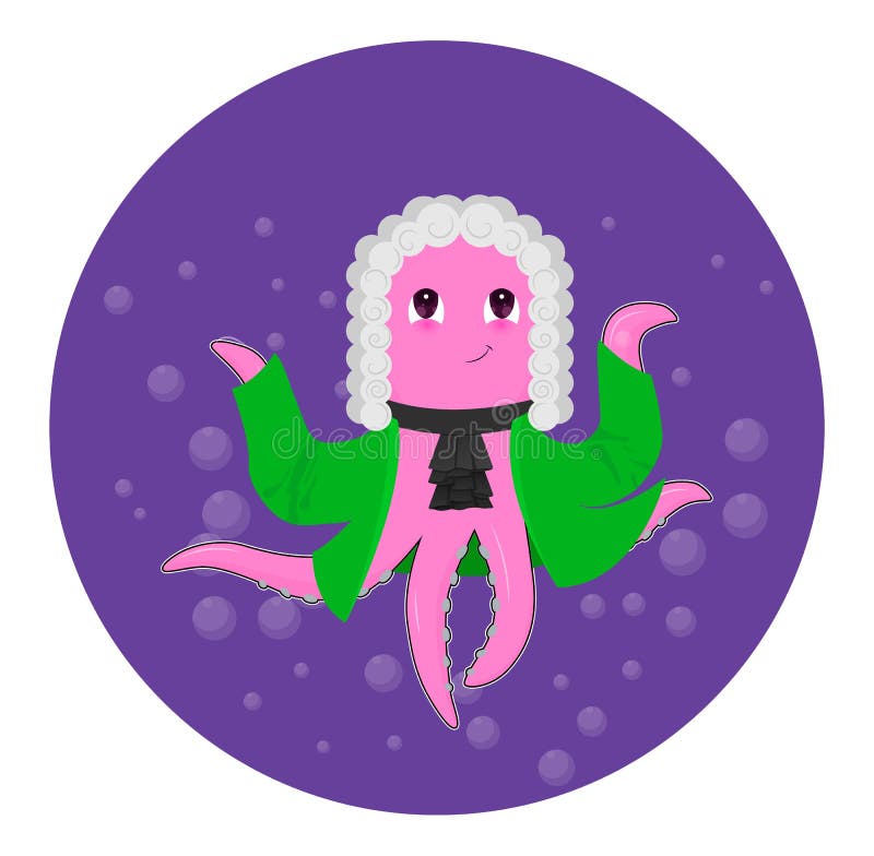 Polvo bonito dos desenhos animados sobre a água Caráter animal ilustração stock Polvo bonito dos desenhos animados sobre a água Caráter animal ilustração stock