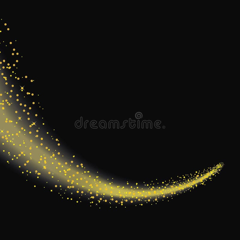 Vector gold glittering stars tail dust. Vector gold glittering stars tail dust