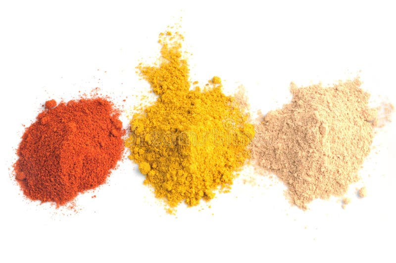 Polvo Del Curry, De La Paprika Y Del Jengibre Foto de archivo Imagen