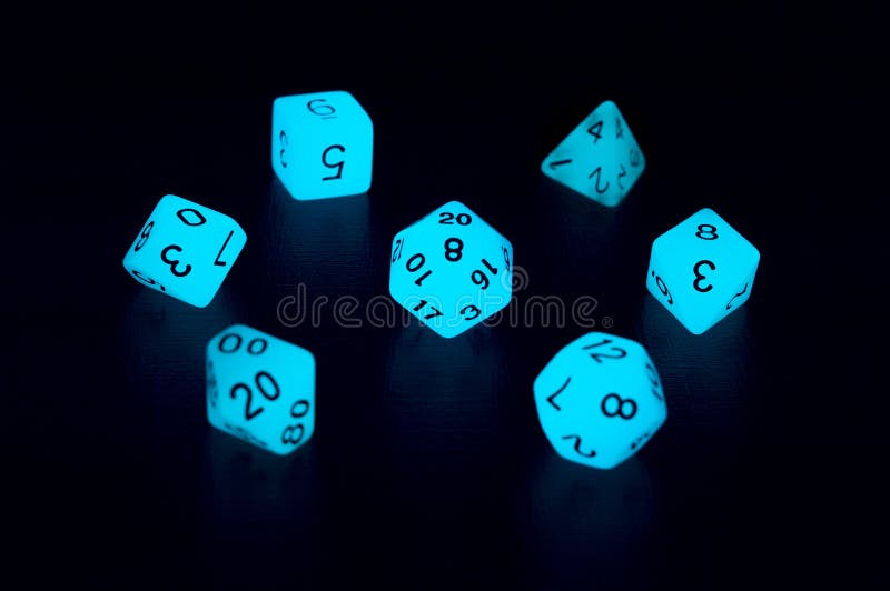 BESCON Dark Elves Glowing Dice Set (7 Piece), Oversized Glow In Dark Carved Role Playing Games RPG Dice Set