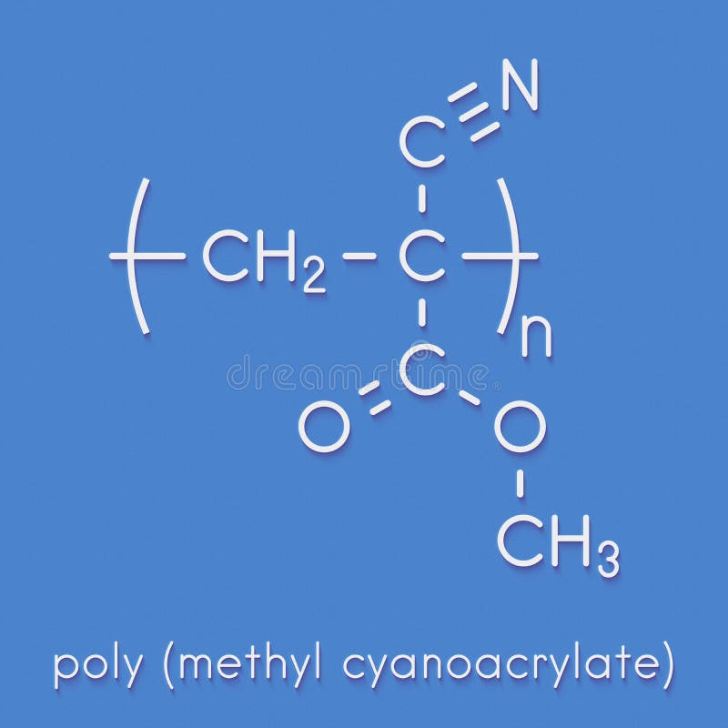 Poly(methyl Cyanoacrylate) Polymer, Chemical Structure. Polymerized (set) Form of Methyl