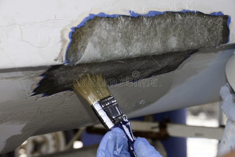 Polyester Boat Repair Process Stock Image Image of construction, sail