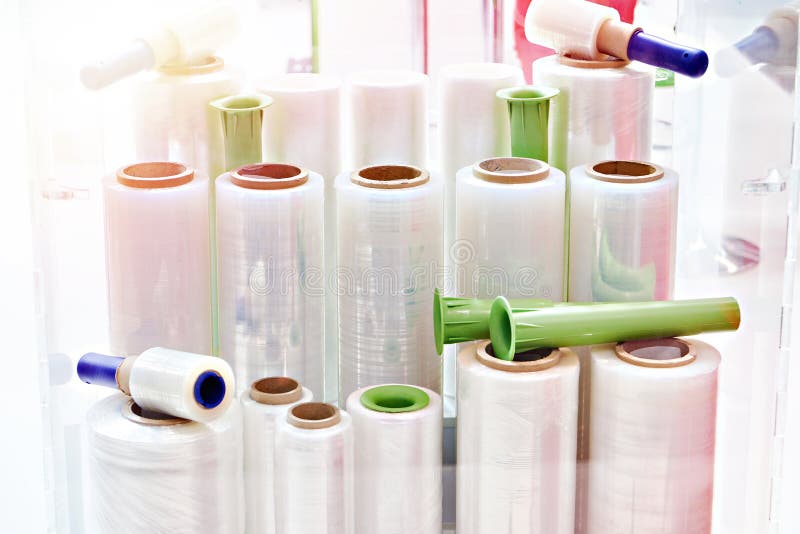 Plastic film rolls stock photo. Image of packaging, manufacturing