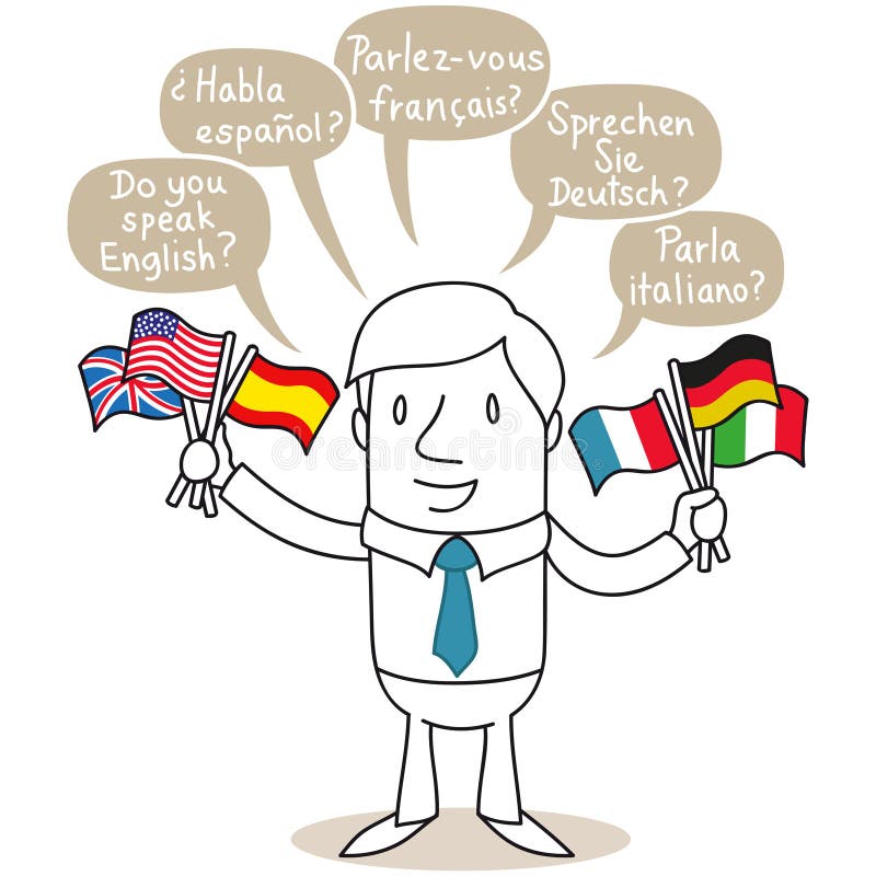 Polyglot Man Speaking In Different Languages Stock Vector Illustration Of Person Cartoon