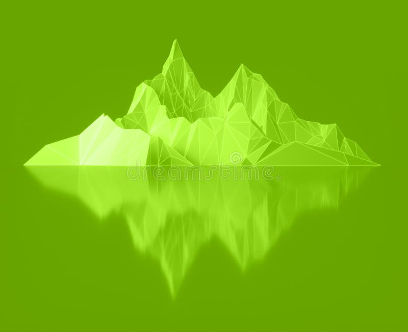 Polygon image of mountain peaks with a glowing backlit 3D illustration vector illustration