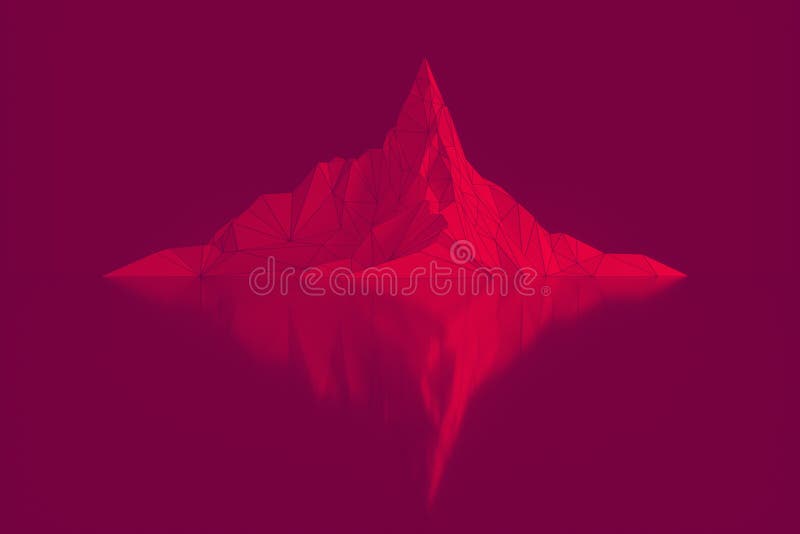 Polygon image of mountain peaks with a glowing backlit 3D illustration royalty free illustration