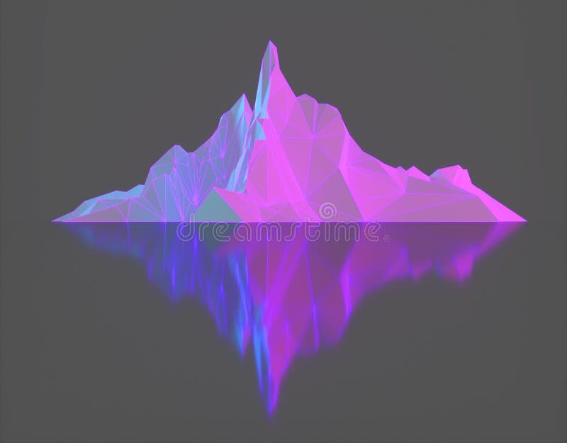 Polygon image of mountain peaks with a glowing vector illustration