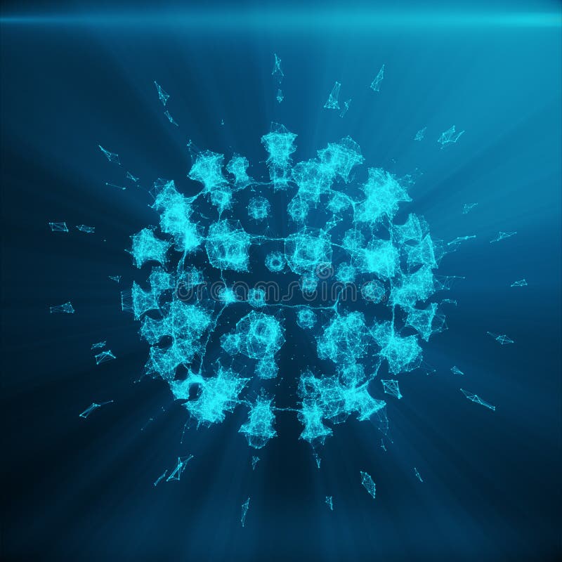 Polygonal Bacteria or Virus concept. Thin Line Concept. Polygonal Consisting Blue Dots and Lines. Blue Structure Style royalty free stock photo Polygonal Bacteria or Virus concept. Thin Line Concept. Polygonal Consisting Blue Dots and Lines. Blue Structure Style royalty free stock photo