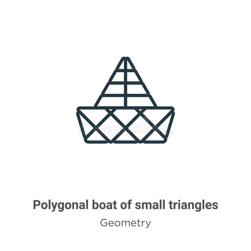 Polygonal Boat Of Small Triangles Outline Vector Icon. Thin Line Black