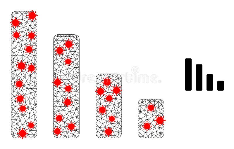 Polygonal Carcass Descending Bar Chart Pictogram with Pathogen Elements royalty free illustration