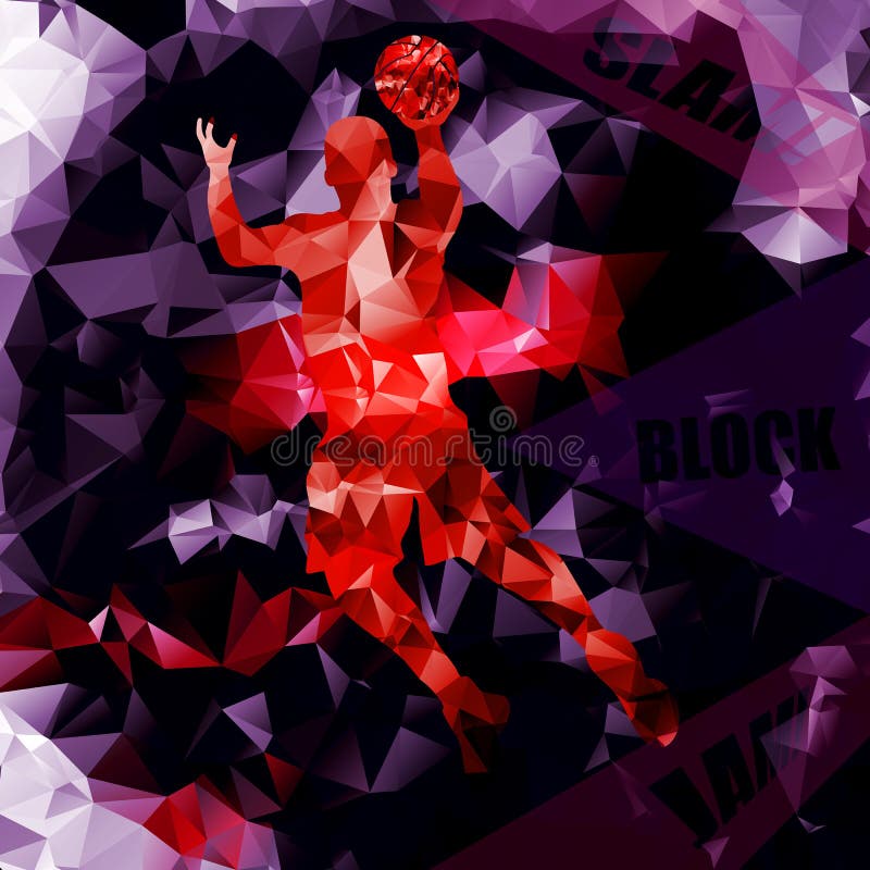 Polygonal Geometric Basketball Vector Background with a Player S Stock