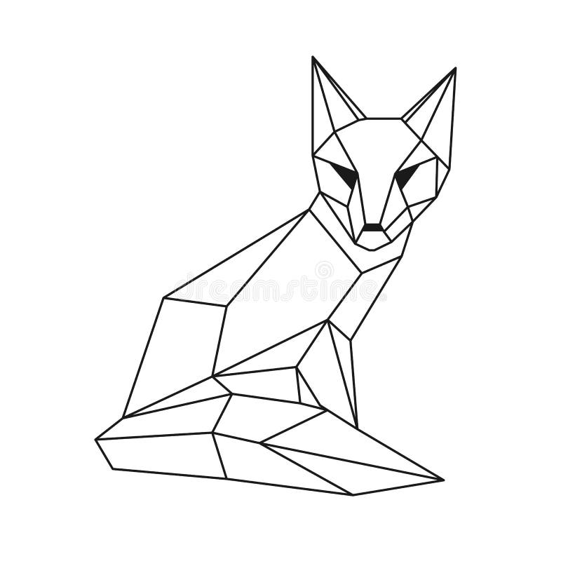 Polygonal Geometric Outline Illustration of Fox Isolated on White ...