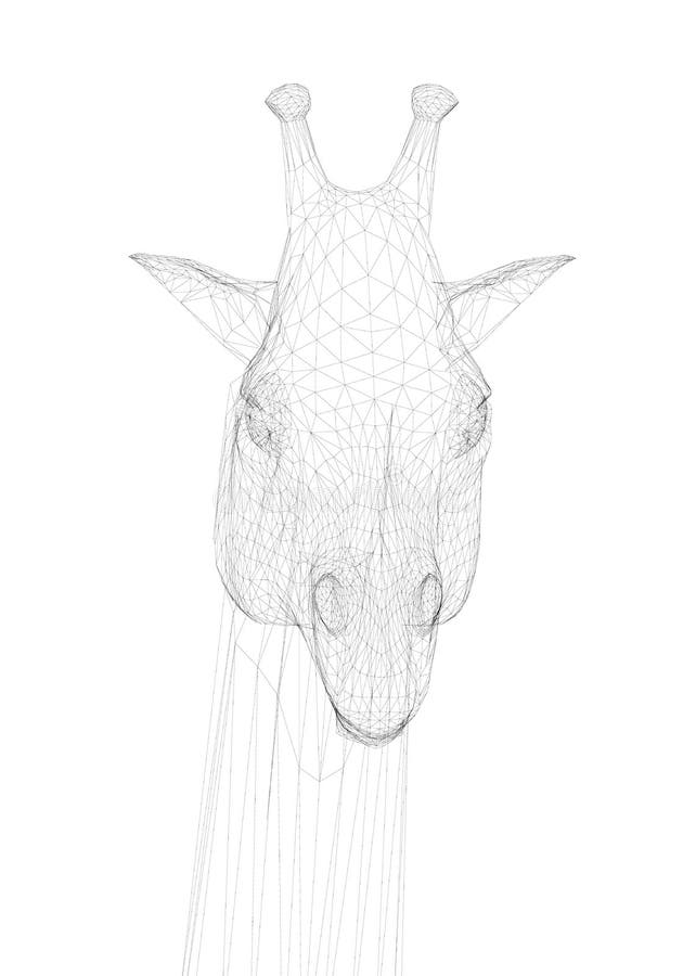 Polygonal giraffe κεφάλι r Επικεφαλής giraffe από τις μαύρες γραμμές σε ένα άσπρο υπόβαθρο r απεικόνιση αποθεμάτων