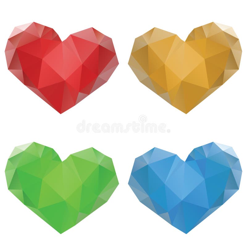 Polygonal Hearts Set