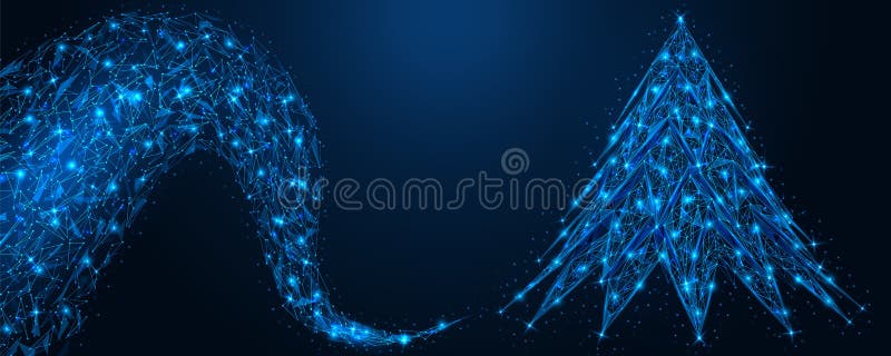 Polygonal Magic Christmas Tree. a Festive Banner Stock Vector - Illustration of magic, trendy 