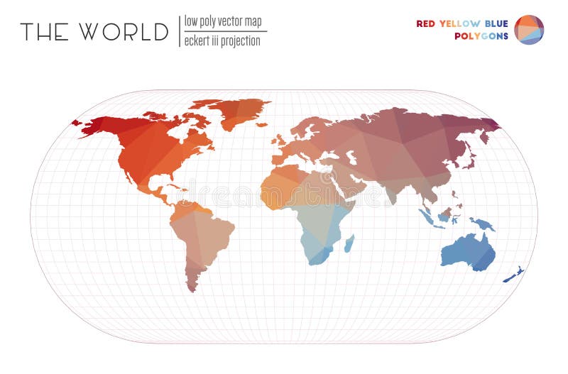 Polygonal map of the world. stock illustration
