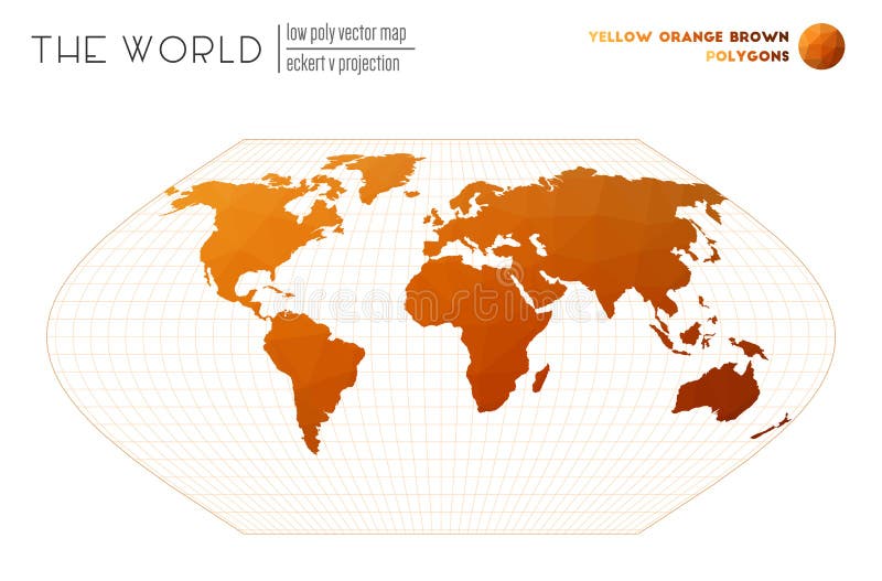 Polygonal map of the world. stock illustration
