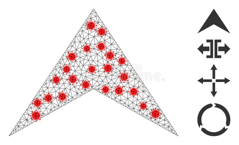 Polygonal Mesh Arrowhead Up Icon with Covid Items royalty free illustration