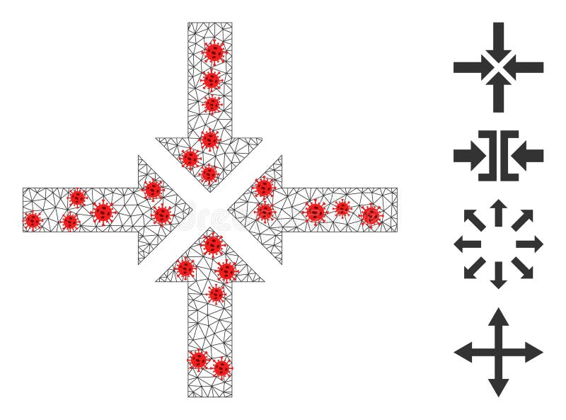 Polygonal Mesh Compress Arrows Pictogram with Infectious Items royalty free illustration