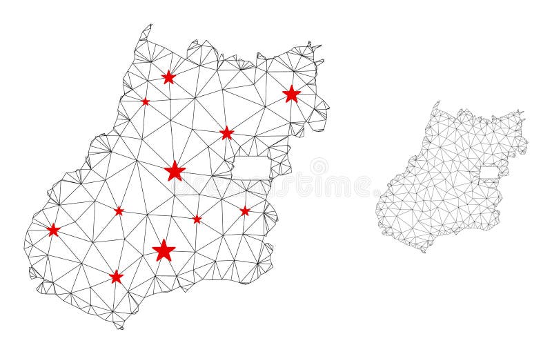 Polygonal 2D Mesh Vector Goias State Map with Stars stock illustration