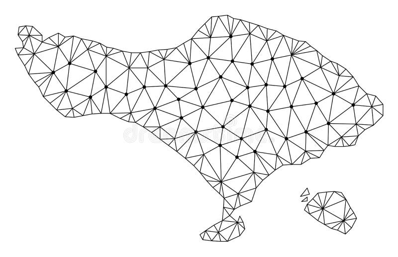 Polygonal Carcass Mesh Vector Map of Bali Island royalty free illustration Polygonal Carcass Mesh Vector Map of Bali Island royalty free illustration
