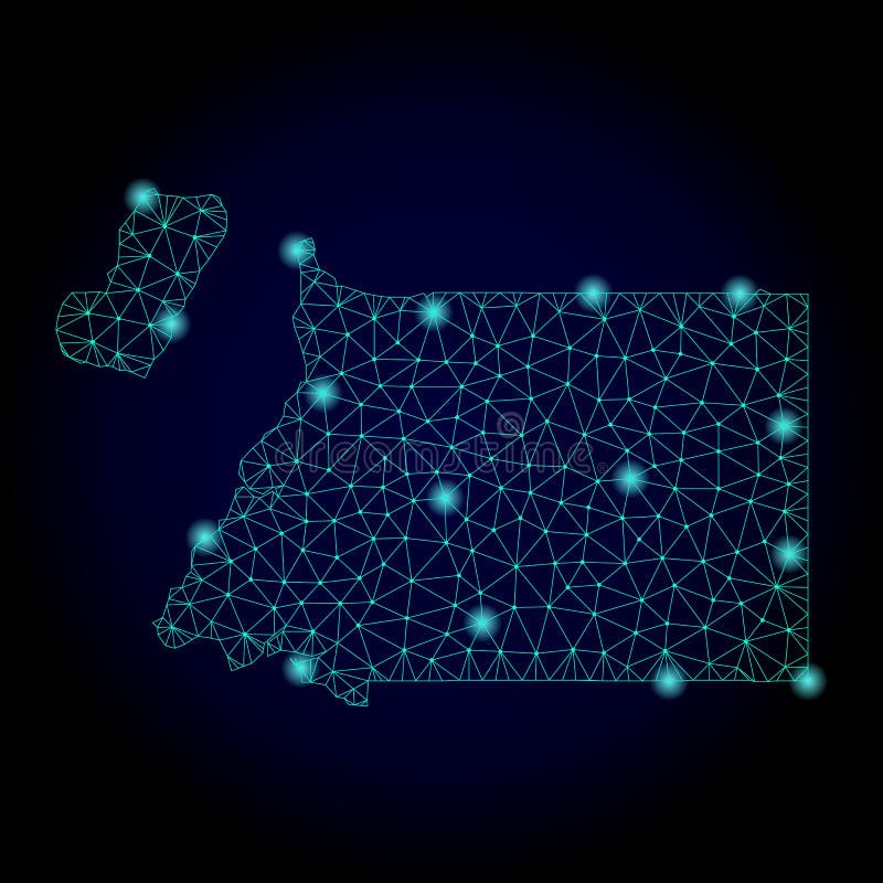 Polygonal Network Mesh Map of Equatorial Guinea with Light Spots royalty free stock images Polygonal Network Mesh Map of Equatorial Guinea with Light Spots royalty free stock images