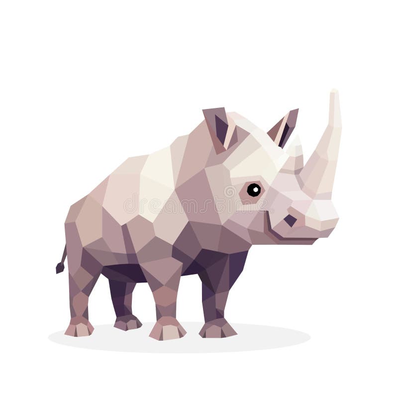 Polygonal rhinobild. Låg poly 3d rhino-logotyp vektor illustrationer