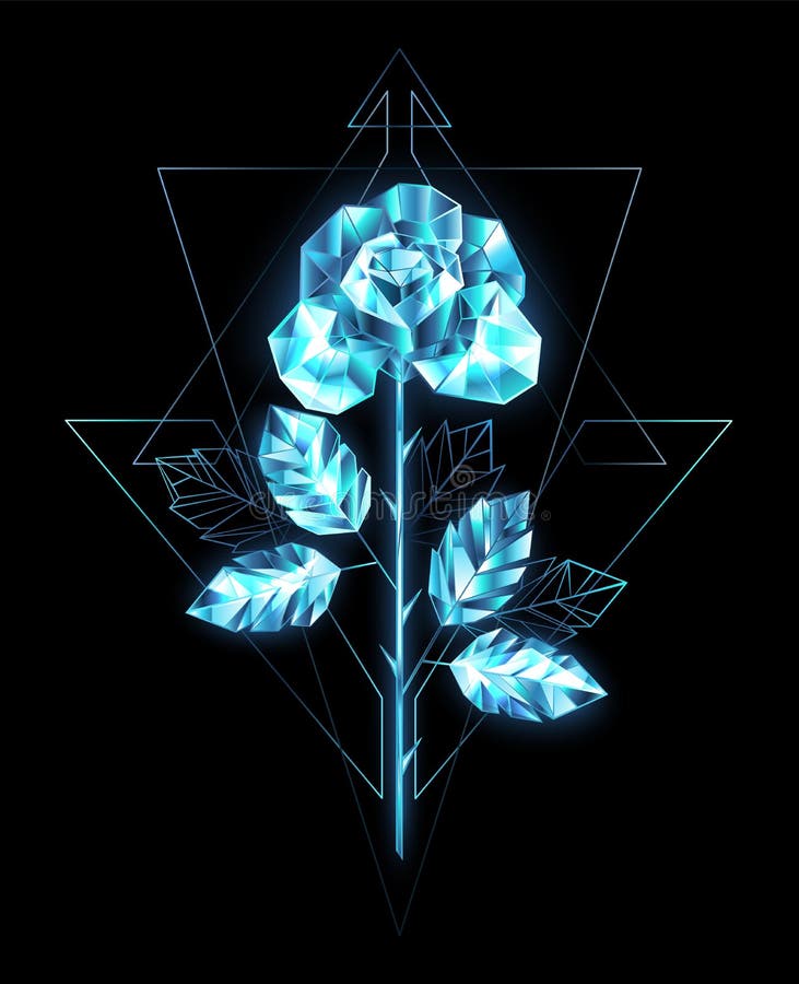 Ice Rose on Black Background Stock Vector - Illustration of blue, glass:  139044393
